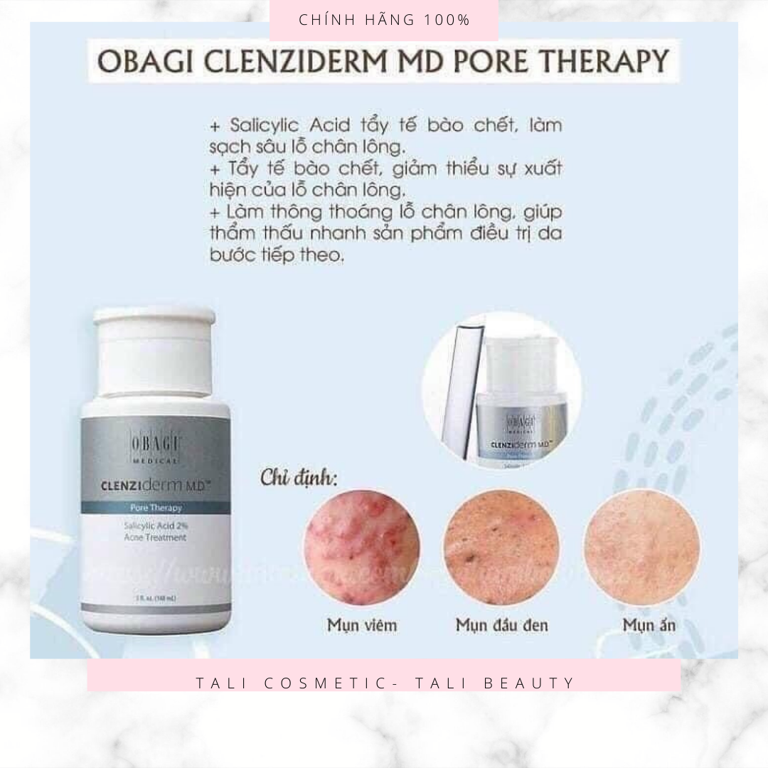 Dung Dịch BHA Obagi Clenziderm MD Pore Therapy 2% 148ml Giảm Mụn, Dầu Nhờn