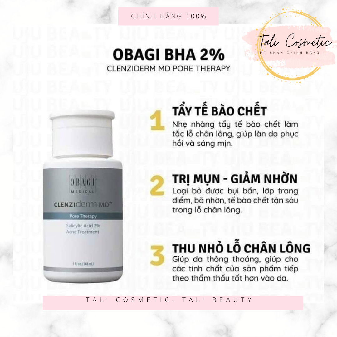 Dung Dịch BHA Obagi Clenziderm MD Pore Therapy 2% 148ml Giảm Mụn, Dầu Nhờn